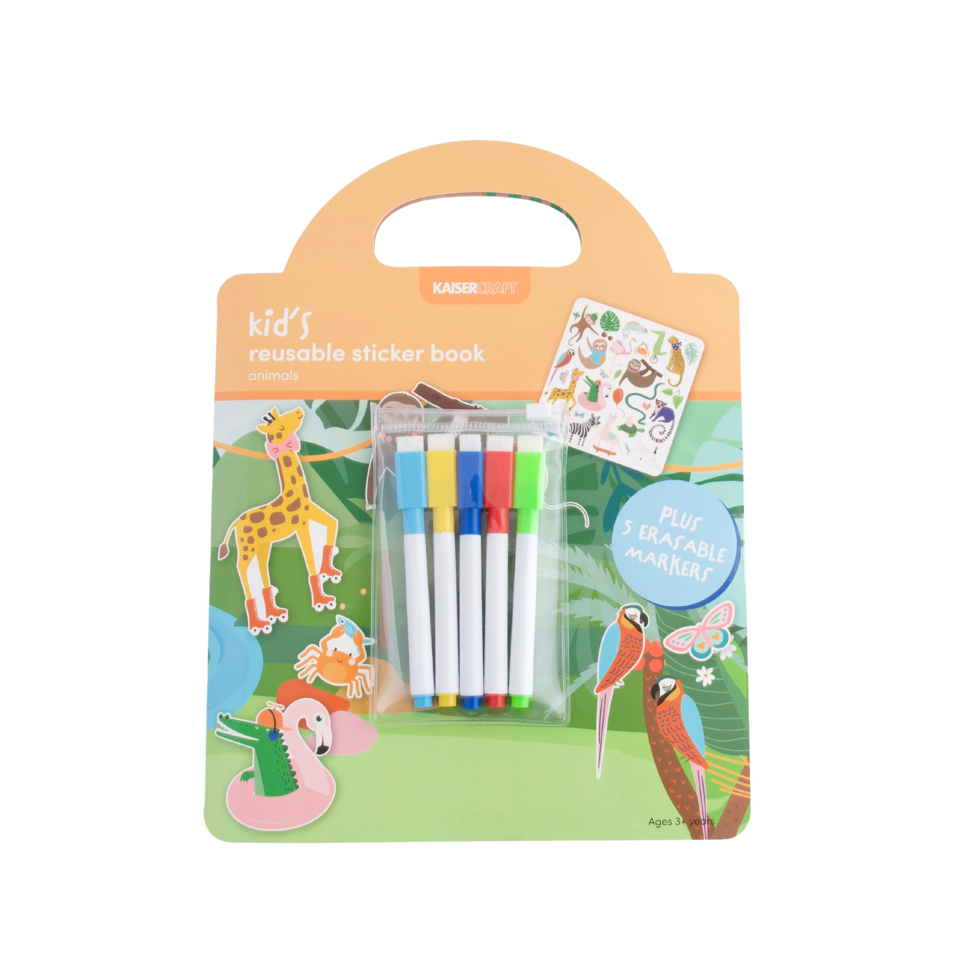 Kaiser Creative Club - Kids Reusable Sticker Book - ANIMALS